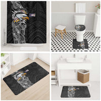 American Samoa Flag Day Bathroom Set Tribal Tattoo with Eagle Black