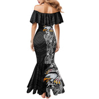 American Samoa Flag Day Family Matching Mermaid Dress and Hawaiian Shirt Tribal Tattoo with Eagle Black LT03 - Polynesian Pride