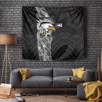 American Samoa Flag Day Tapestry Tribal Tattoo with Eagle Black