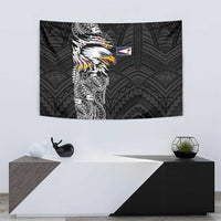American Samoa Flag Day Tapestry Tribal Tattoo with Eagle Black