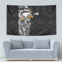 American Samoa Flag Day Tapestry Tribal Tattoo with Eagle Black
