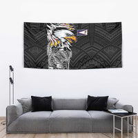 American Samoa Flag Day Tapestry Tribal Tattoo with Eagle Black