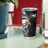 American Samoa Flag Day Tumbler Cup Tribal Tattoo with Eagle Black