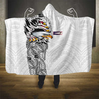 American Samoa Flag Day Hooded Blanket Tribal Tattoo with Eagle White
