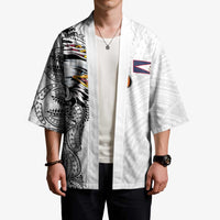 American Samoa Flag Day Kimono Tribal Tattoo with Eagle White