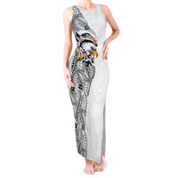 American Samoa Flag Day Tank Maxi Dress Tribal Tattoo with Eagle White