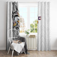 American Samoa Flag Day Window Curtain Tribal Tattoo with Eagle White