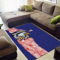 American Samoa Flag Day Area Rug Tribal Tattoo with Eagle Blue-Red