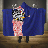 American Samoa Flag Day Hooded Blanket Tribal Tattoo with Eagle Blue-Red