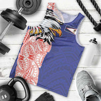 American Samoa Flag Day Men Tank Top Tribal Tattoo with Eagle Blue-Red