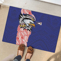 American Samoa Flag Day Rubber Doormat Tribal Tattoo with Eagle Blue-Red