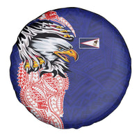 American Samoa Flag Day Spare Tire Cover Tribal Tattoo with Eagle Blue-Red
