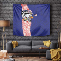 American Samoa Flag Day Tapestry Tribal Tattoo with Eagle Blue-Red