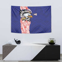 American Samoa Flag Day Tapestry Tribal Tattoo with Eagle Blue-Red