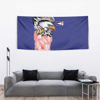American Samoa Flag Day Tapestry Tribal Tattoo with Eagle Blue-Red
