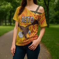 Personalised American Samoa Flag Day Cross Shoulder Shirt Fautasi Race Pago Pago-Aeto Eagle Wings Tribal Style LT03 - Polynesian Pride