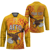 Personalised American Samoa Flag Day Hockey Jersey Fautasi Race Pago Pago-Aeto Eagle Wings Tribal Style LT03 - Polynesian Pride