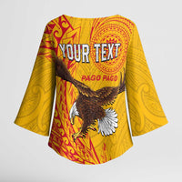 Personalised American Samoa Flag Day Kimono Sleeve Blouse Fautasi Race Pago Pago-Aeto Eagle Wings Tribal Style LT03 - Polynesian Pride