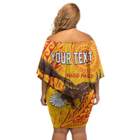Personalised American Samoa Flag Day Off Shoulder Short Dress Fautasi Race Pago Pago-Aeto Eagle Wings Tribal Style LT03 - Polynesian Pride