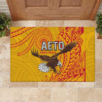 American Samoa Flag Day Rubber Doormat Fautasi Race Pago Pago-Aeto Eagle Wings Tribal Style
