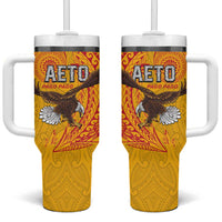 American Samoa Flag Day Tumbler With Handle Fautasi Race Pago Pago-Aeto Eagle Wings Tribal Style LT03 One Size: 40 oz Multicolor - Polynesian Pride