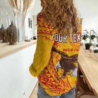 Personalised American Samoa Flag Day Women Casual Shirt Fautasi Race Pago Pago-Aeto Eagle Wings Tribal Style LT03 - Polynesian Pride
