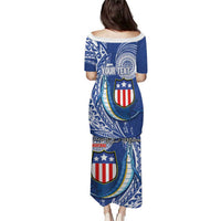 Personalised American Samoa Flag Day Family Matching Puletasi and Hawaiian Shirt Fautasi Race Fagatogo-Iseula O Le Moana Sailfish Tribal Style LT03 - Polynesian Pride