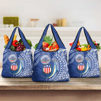 American Samoa Flag Day Grocery Bag Fautasi Race Fagatogo-Iseula O Le Moana Sailfish Tribal Style LT03 3-pack One Size Multicolor - Polynesian Pride