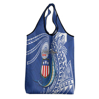 American Samoa Flag Day Grocery Bag Fautasi Race Fagatogo-Iseula O Le Moana Sailfish Tribal Style LT03 - Polynesian Pride