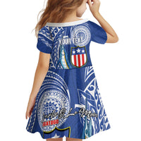 Personalised American Samoa Flag Day Kid Short Sleeve Dress Fautasi Race Fagatogo-Iseula O Le Moana Sailfish Tribal Style LT03 - Polynesian Pride