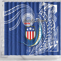 American Samoa Flag Day Shower Curtain Fautasi Race Fagatogo-Iseula O Le Moana Sailfish Tribal Style LT03 - Polynesian Pride