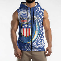Personalised American Samoa Flag Day Sleeveless Zip Hoodie Fautasi Race Fagatogo-Iseula O Le Moana Sailfish Tribal Style LT03 - Polynesian Pride