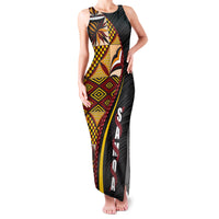 Samoa Siapo Ula Fala Family Matching Tank Maxi Dress and Hawaiian Shirt Polynesian Tribal Pattern LT03 Mom's Dress Black - Polynesian Pride
