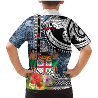 Fiji Day Family Matching Mermaid Dress and Hawaiian Shirt Traditional Tapa with Hibiscus and Emblems LT03 - Polynesian Pride