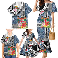 Fiji Day Family Matching Mermaid Dress and Hawaiian Shirt Traditional Tapa with Hibiscus and Emblems LT03 - Polynesian Pride