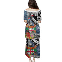 Fiji Day Family Matching Puletasi and Hawaiian Shirt Traditional Tapa with Hibiscus and Emblems LT03 - Polynesian Pride