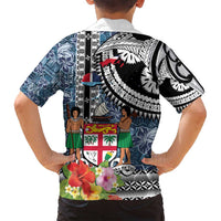 Fiji Day Family Matching Summer Maxi Dress and Hawaiian Shirt Traditional Tapa with Hibiscus and Emblems LT03 - Polynesian Pride
