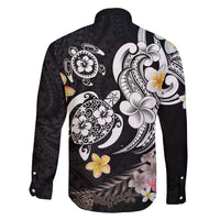 Hawaiian Tropical Plumeria Turtles Family Matching Short Sleeve Bodycon Dress and Hawaiian Shirt Polynesian Art Tattoo