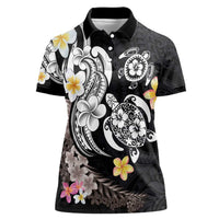 Hawaiian Tropical Plumeria Turtles Women Polo Shirt Polynesian Art Tattoo LT03 Female - Polynesian Pride