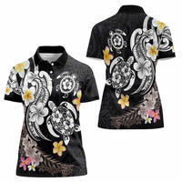 Hawaiian Tropical Plumeria Turtles Women Polo Shirt Polynesian Art Tattoo LT03 - Polynesian Pride