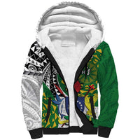 Cook Islands Independence Day Sherpa Hoodie National Flag and Emblem with Tatau Tattoo LT03 Unisex - Polynesian Pride