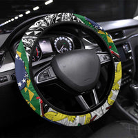 Cook Islands Independence Day Steering Wheel Cover National Flag and Emblem with Tatau Tattoo