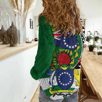 Cook Islands Independence Day Women Casual Shirt National Flag and Emblem with Tatau Tattoo LT03 - Polynesian Pride
