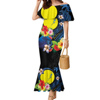 Palau Independence Day Family Matching Mermaid Dress and Hawaiian Shirt Melanesian Tattoo with Hibiscus LT03 Mom's Dress - Polynesian Pride