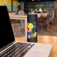 Palau Independence Day Skinny Tumbler Melanesian Tattoo with Hibiscus LT03 - Polynesian Pride