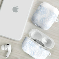Hawaiian Turtles and Leis AirPods Case Tribal Kakau Pattern Airy White Blue Cloud Vibe