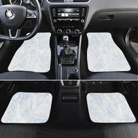 Hawaiian Turtles and Leis Car Mats Tribal Kakau Pattern Airy White Blue Cloud Vibe