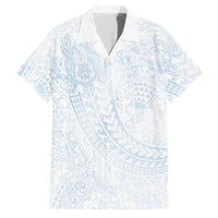Hawaiian Turtles and Leis Family Matching Summer Maxi Dress and Hawaiian Shirt Tribal Kakau Pattern Airy White Blue Cloud Vibe