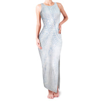 Hawaiian Turtles and Leis Family Matching Tank Maxi Dress and Hawaiian Shirt Tribal Kakau Pattern Airy White Blue Cloud Vibe