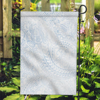 Hawaiian Turtles and Leis Garden Flag Tribal Kakau Pattern Airy White Blue Cloud Vibe